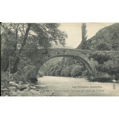 CPA: LESCUN, Le Pont sur le GAVE, vers 1900