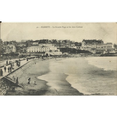 CPA: BIARRITZ, La Grande Plage, Les Casinos, vers 1900