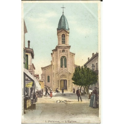 CPA: PALAVAS-LES-FLOTS, L'EGLISE (Animée), vers 1900