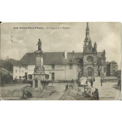 CPA: SAINT-ANNE d'AURAY, La Fontaine et La Basilique, vers 1900